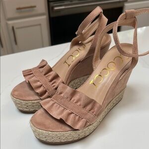 CCOCCI Women's Blush Suede Wedge Sandals